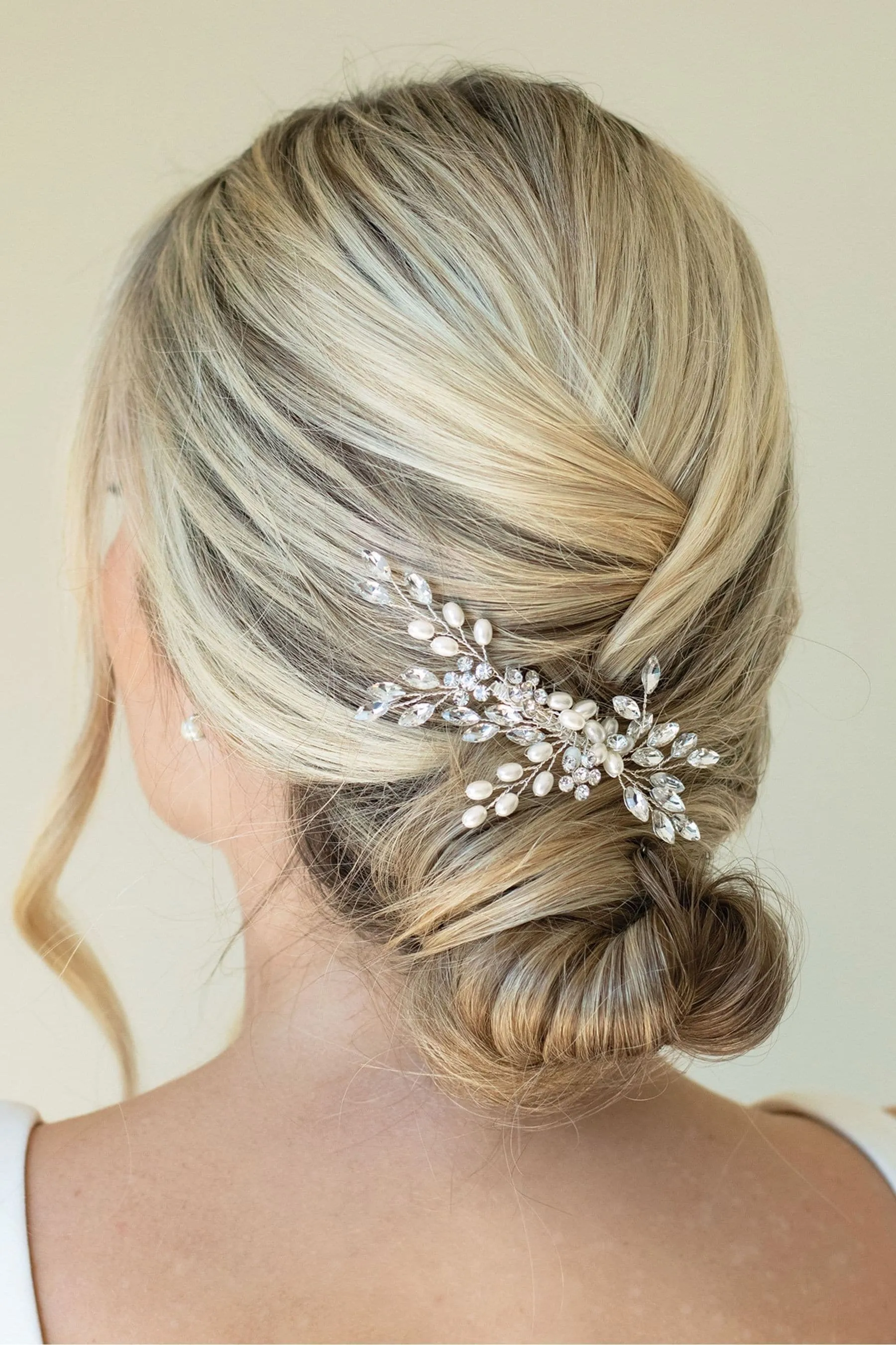 Ivory & Co - Pettine con cristalli luccicanti e perle