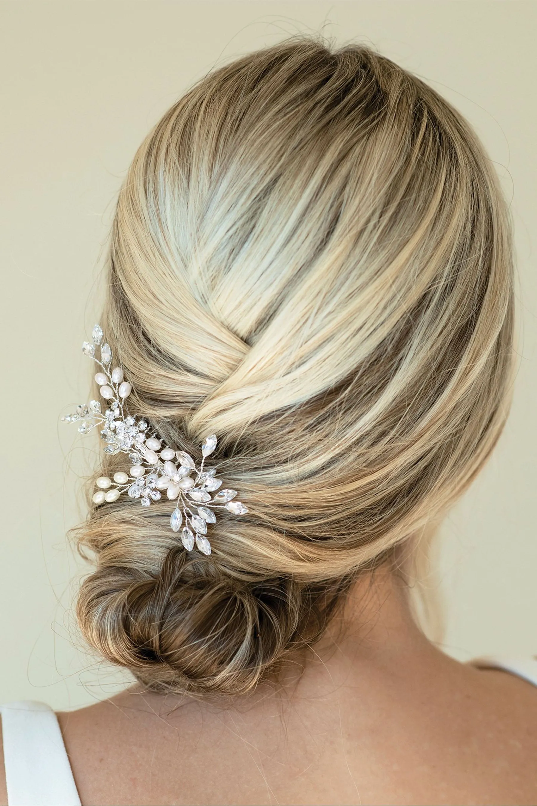 Ivory & Co - Pettine con cristalli luccicanti e perle