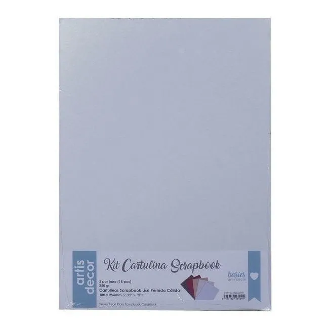 Kit di cartoncini lisci perlati colorati caldi 25,4 x 18 cm - Artis decor - 15 pz.