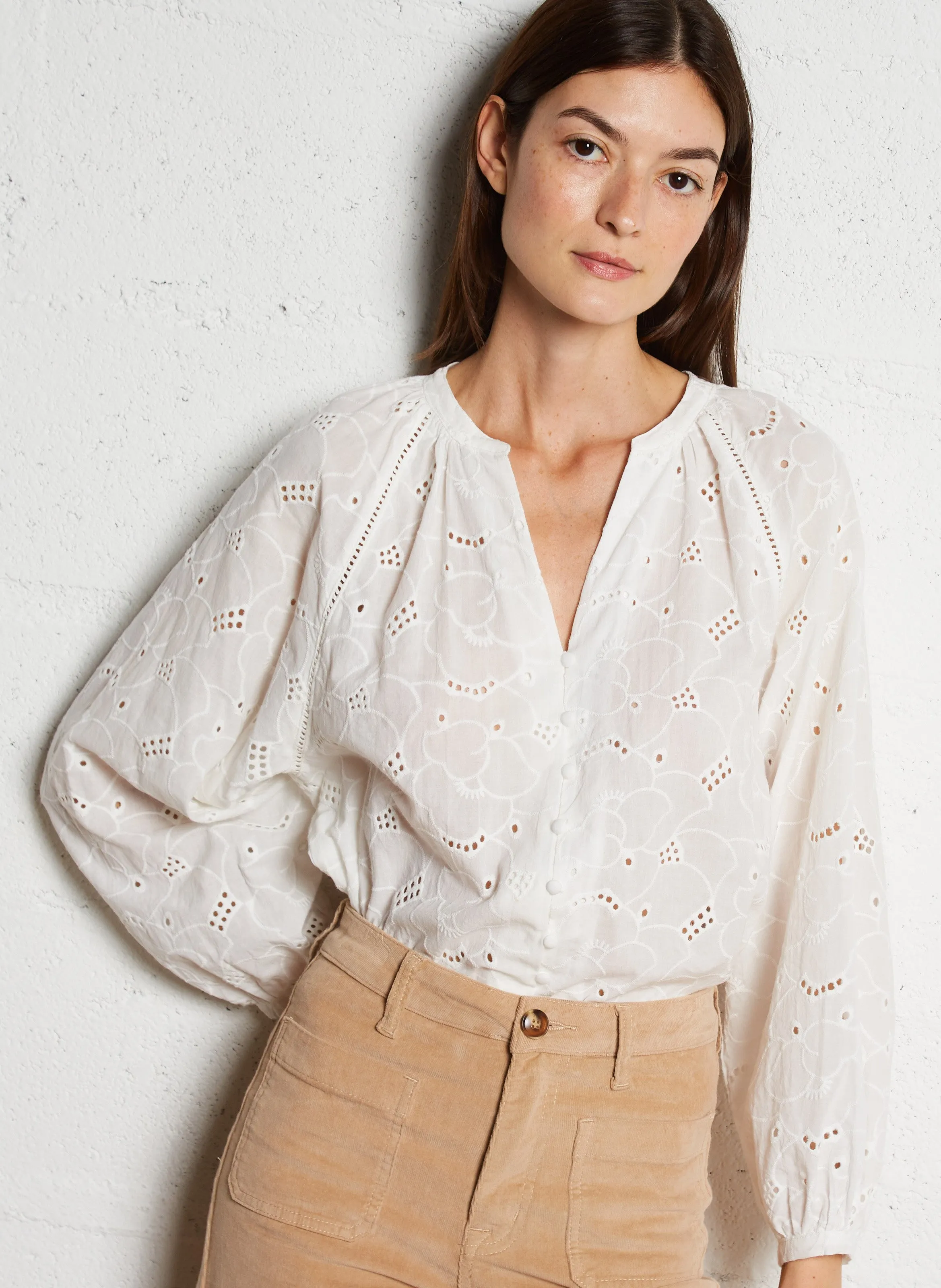  LA PETITE ETOILE   BONTI - Camicia dritta scollo a V in cotone | Beige