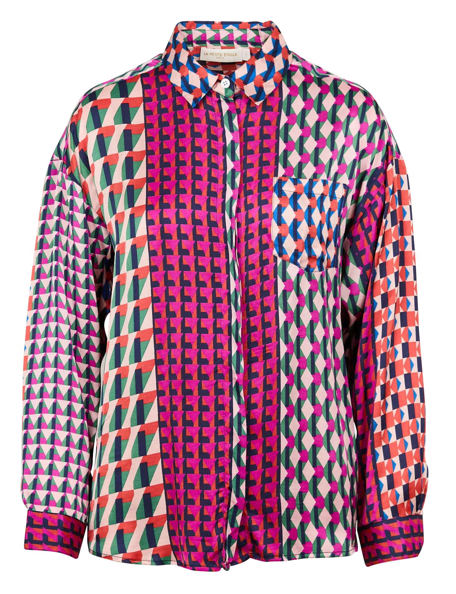  LA PETITE ETOILE   CHANICE - Camicia satinata ampia con motivo | Multicolore