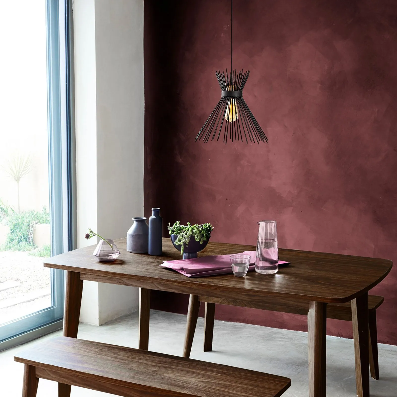 Lampada a sospensione Kirpi 3081 a 1 luce Ø34cm nero