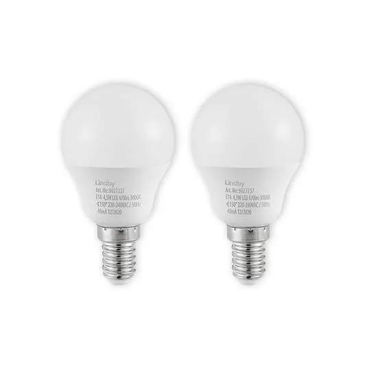 Lampadina LED E14 G45 4,5W 3.000K opal set di 2