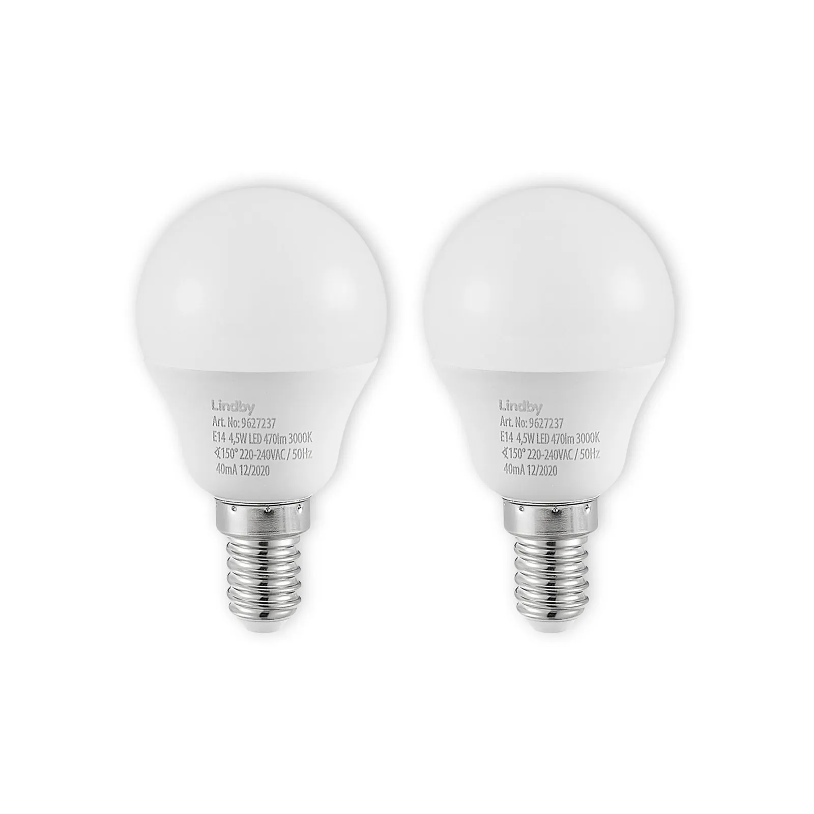 Lampadina LED E14 G45 4,5W 3.000K opal set di 2