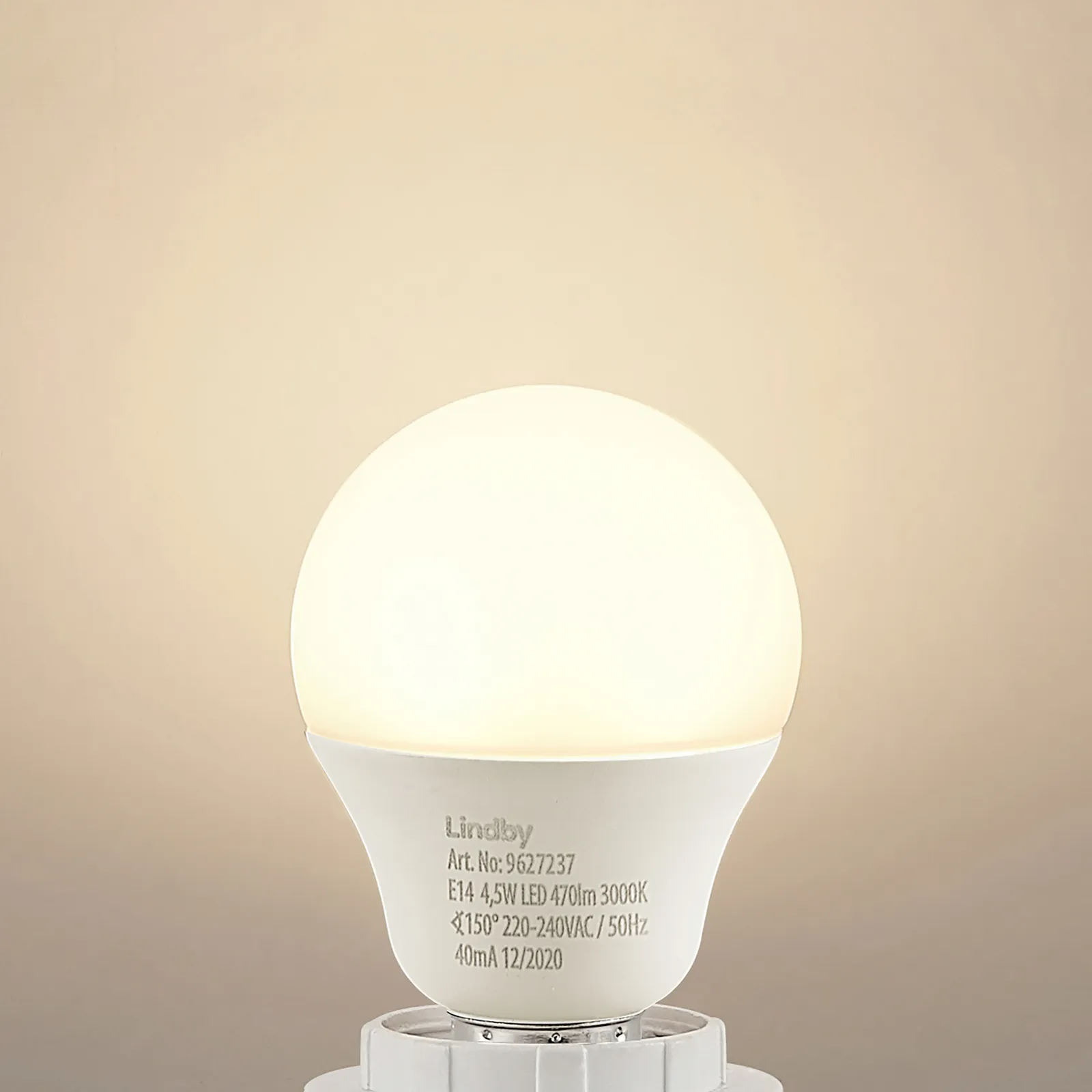 Lampadina LED E14 G45 4,5W 3.000K opal set di 2