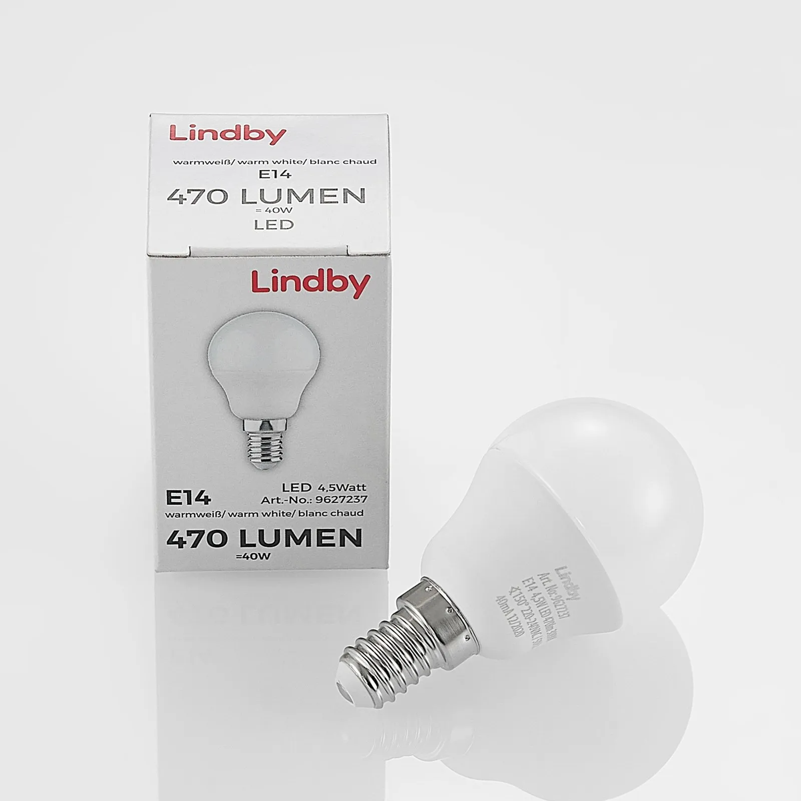 Lampadina LED E14 G45 4,5W 3.000K opal set di 2