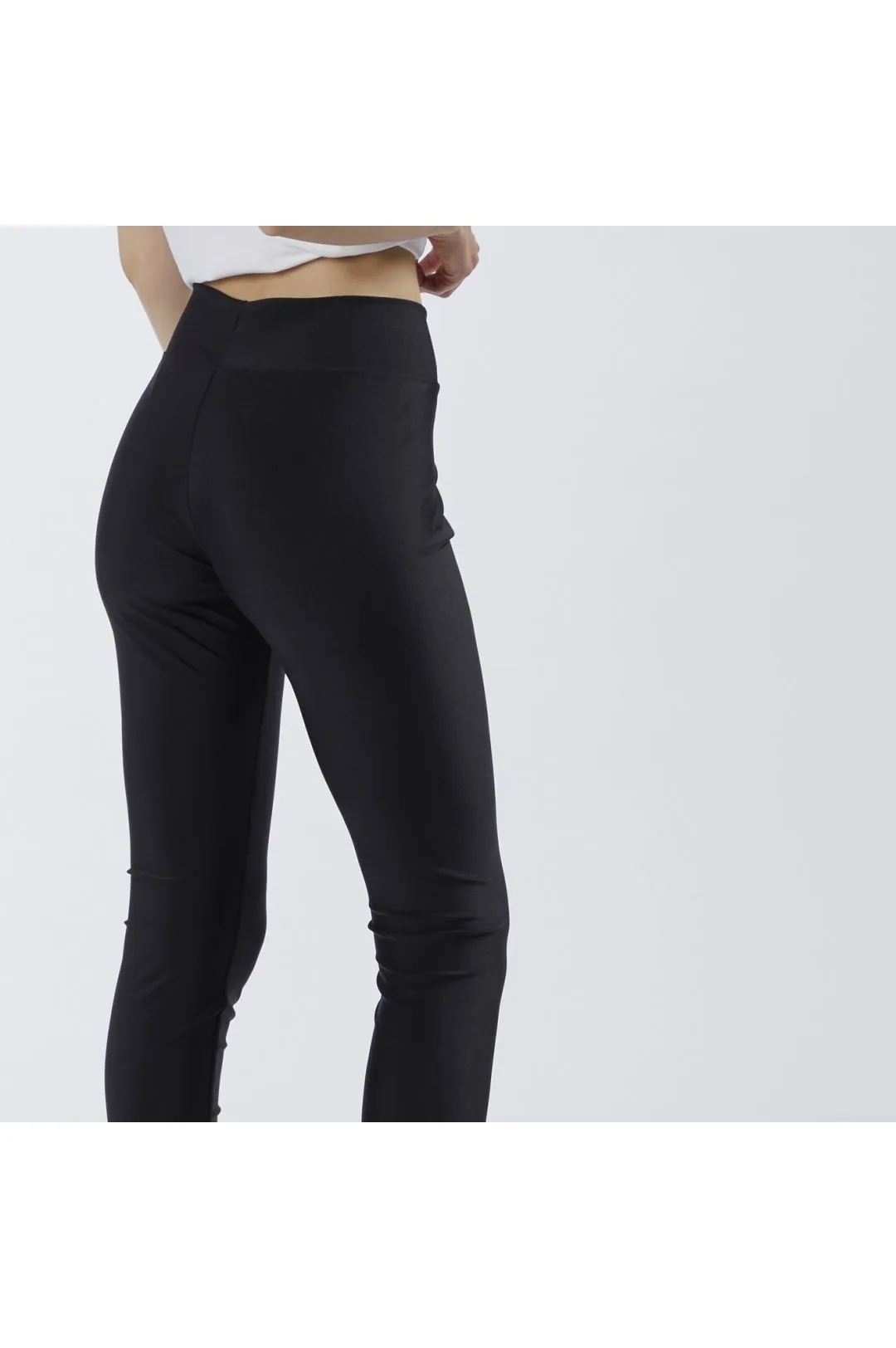 leggings in tessuto elastico lucido nero