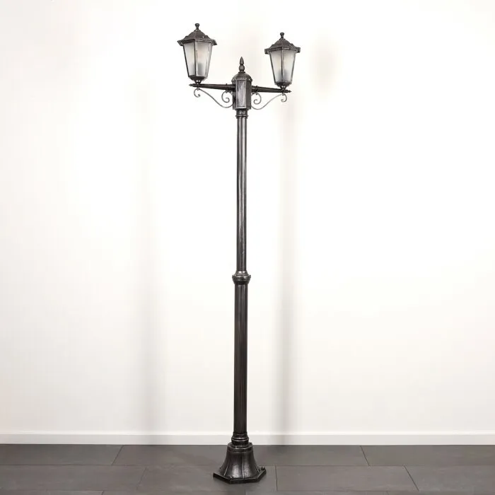 Loria Illuminazione esterna, Lampione multibraccia, Illuminazione viale Nero, Argento, 2-Luci