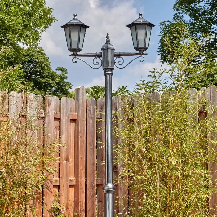 Loria Illuminazione esterna, Lampione multibraccia, Illuminazione viale Nero, Argento, 2-Luci