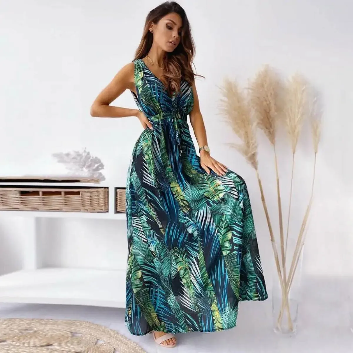 M Xl Abito estivo floreale per abbigliamento donna 2024 Abito estivo da spiaggia allentato bohemien Gonna midi Gonna maxi vacanz