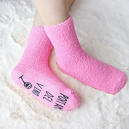 Merclix Calze Vino Donna Divertenti Invernali per Casa con Calda Imbottitura, Suola Antiscivolo Regalo, Mamma, Migliore Amica, p