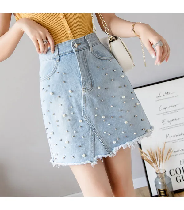 Minigonna denim perle
