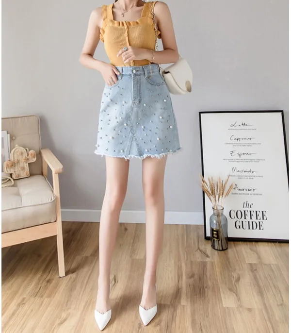Minigonna denim perle