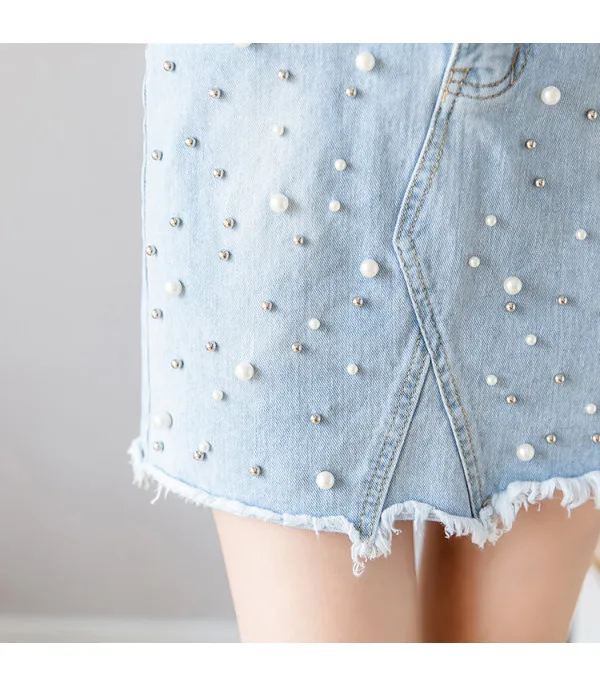 Minigonna denim perle