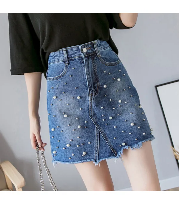 Minigonna denim perle