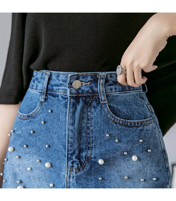 Minigonna denim perle