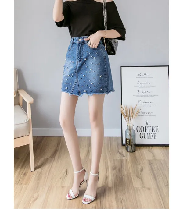 Minigonna denim perle