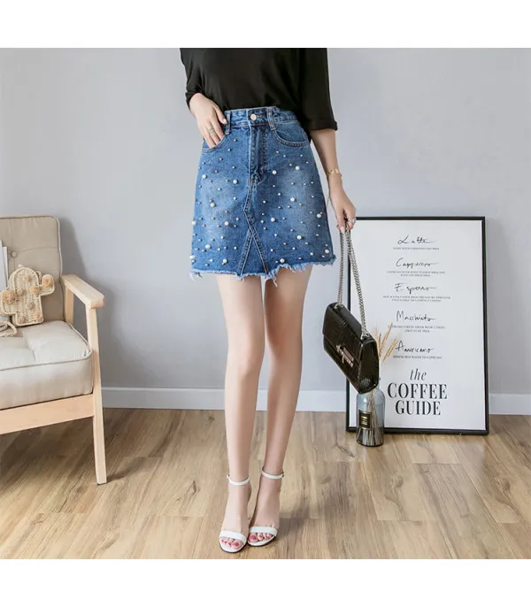 Minigonna denim perle