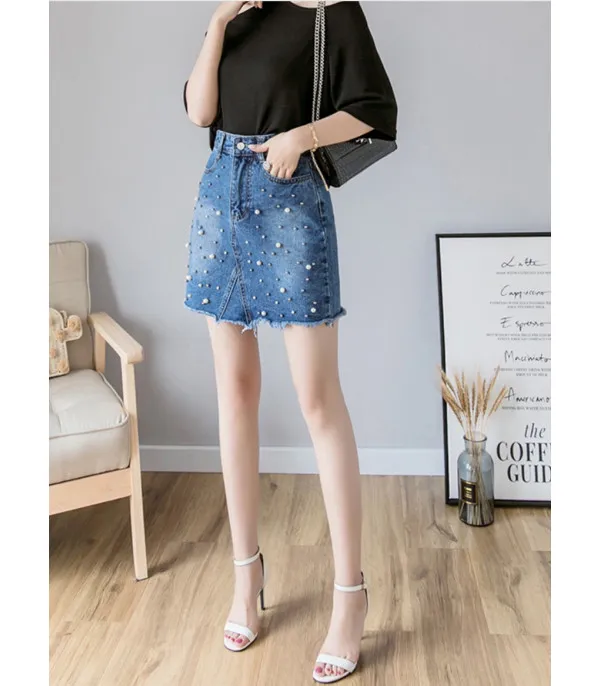 Minigonna denim perle