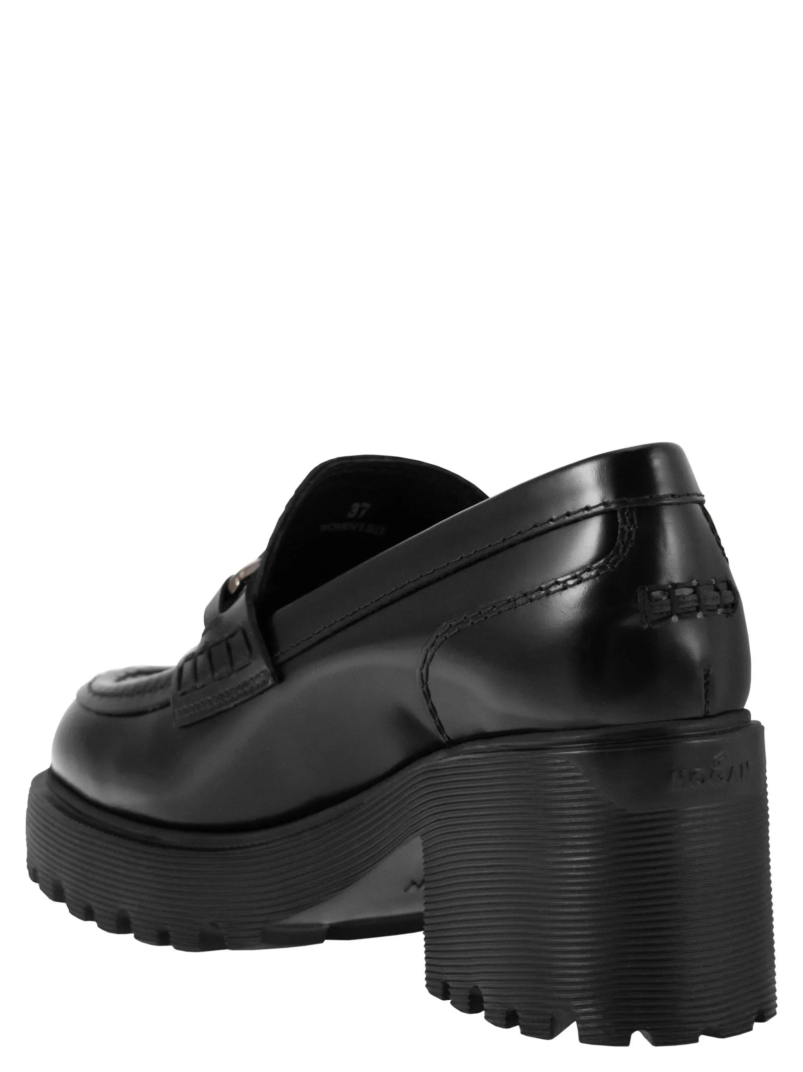 Mocassino con H in metallo e tacco