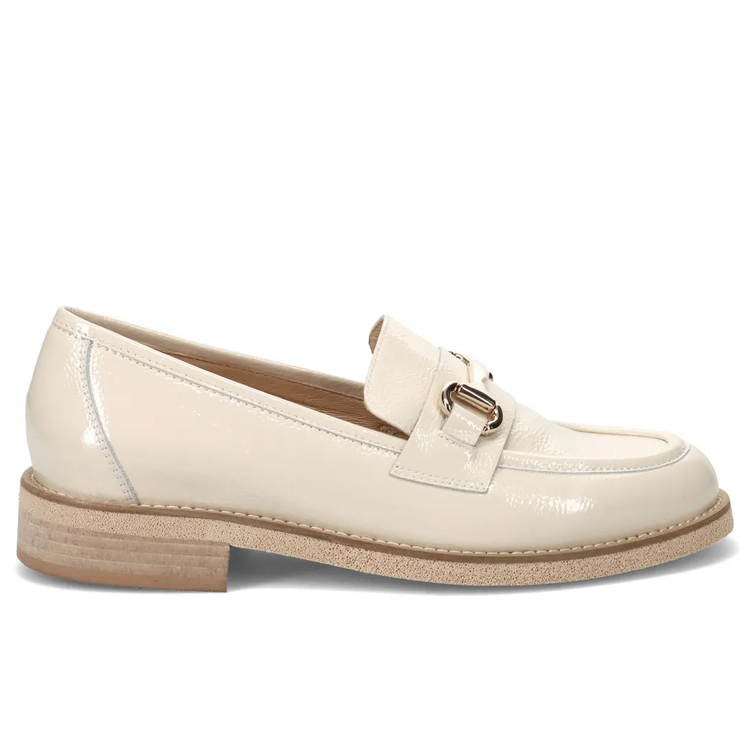 Mocassino da donna Luca Grossi avorio in pelle lucida con morsetto