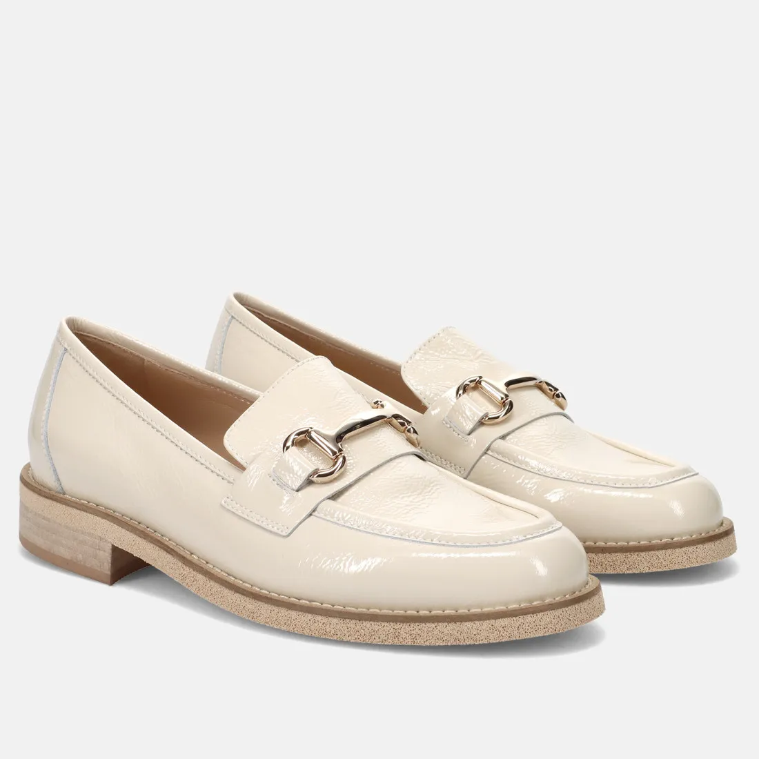 Mocassino da donna Luca Grossi avorio in pelle lucida con morsetto