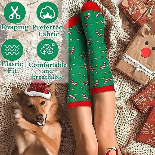 MOYKSRR 8 Paia Calzini Natale, Calze Natale Cotone, Cotone Caldi Calze, Natale Calzini Cotone Unisex, Calzini Divertenti Regali 