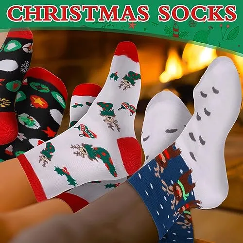 MOYKSRR 8 Paia Calzini Natale, Calze Natale Cotone, Cotone Caldi Calze, Natale Calzini Cotone Unisex, Calzini Divertenti Regali 