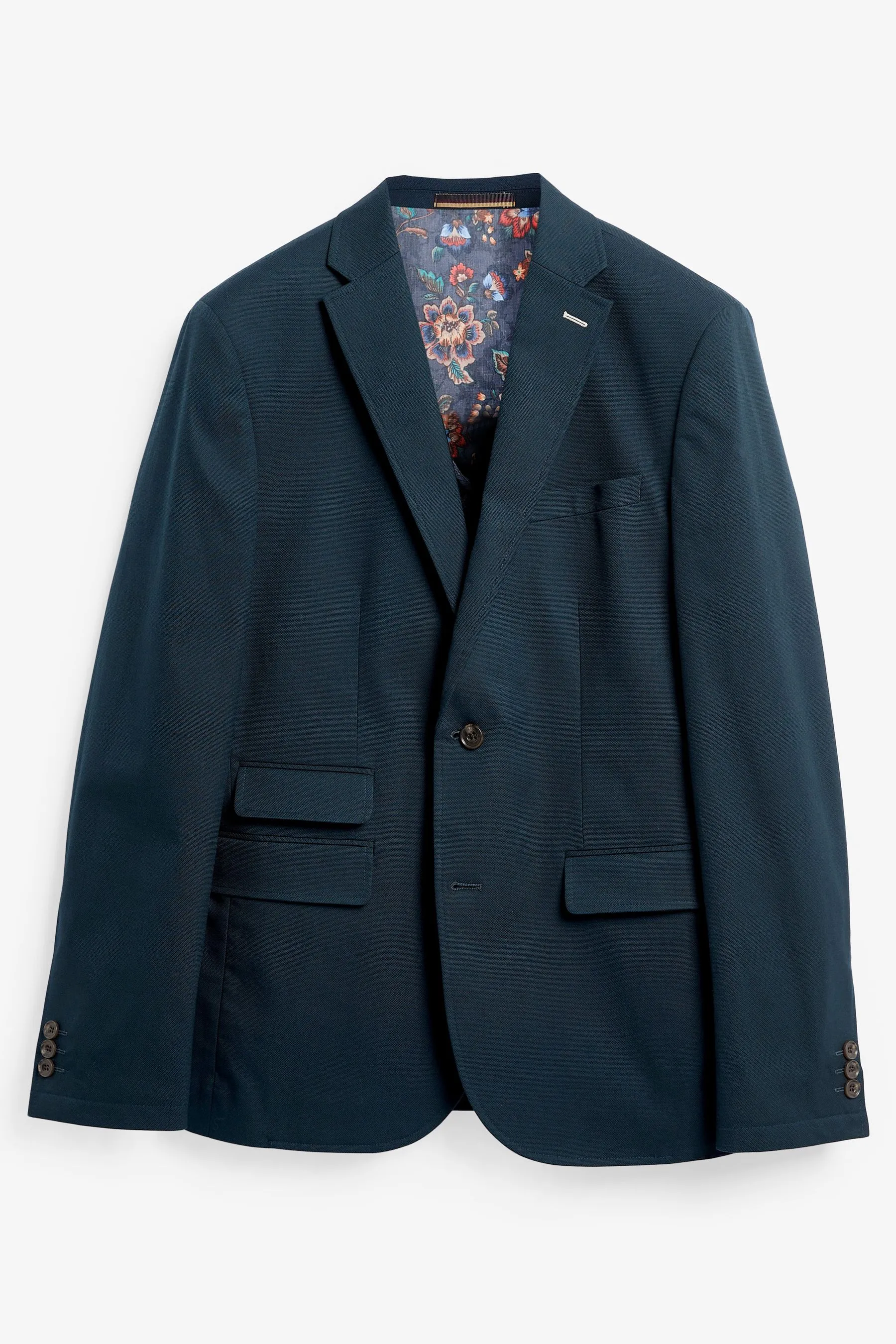 Navy  - Blazer in cotone elasticizzato