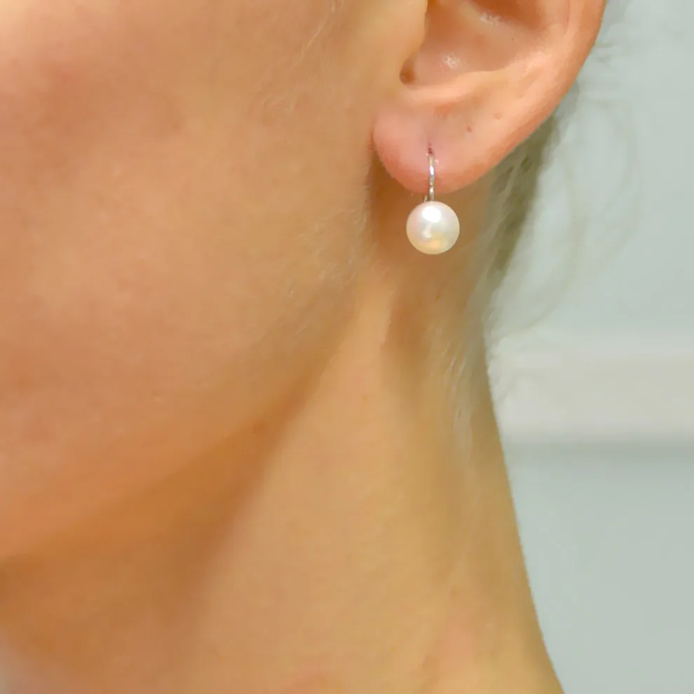 Orecchini di Perle Akoya 8.00 - 8.50 mm orecchini pendente monachella