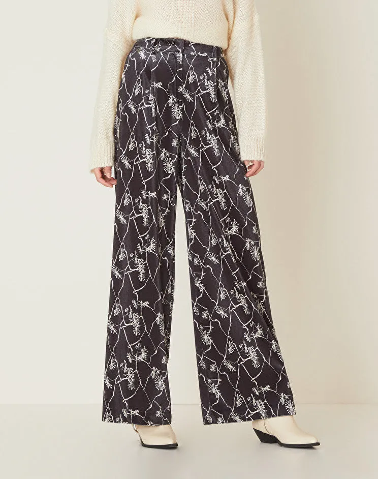 Palazzo Trousers with Manila Grace Print / Black