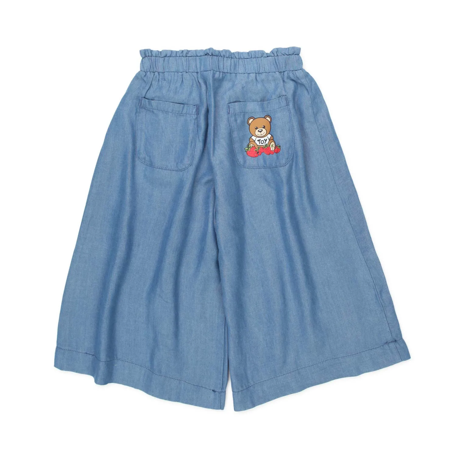 Pantalone A Palazzo Blu Denim Bambina
