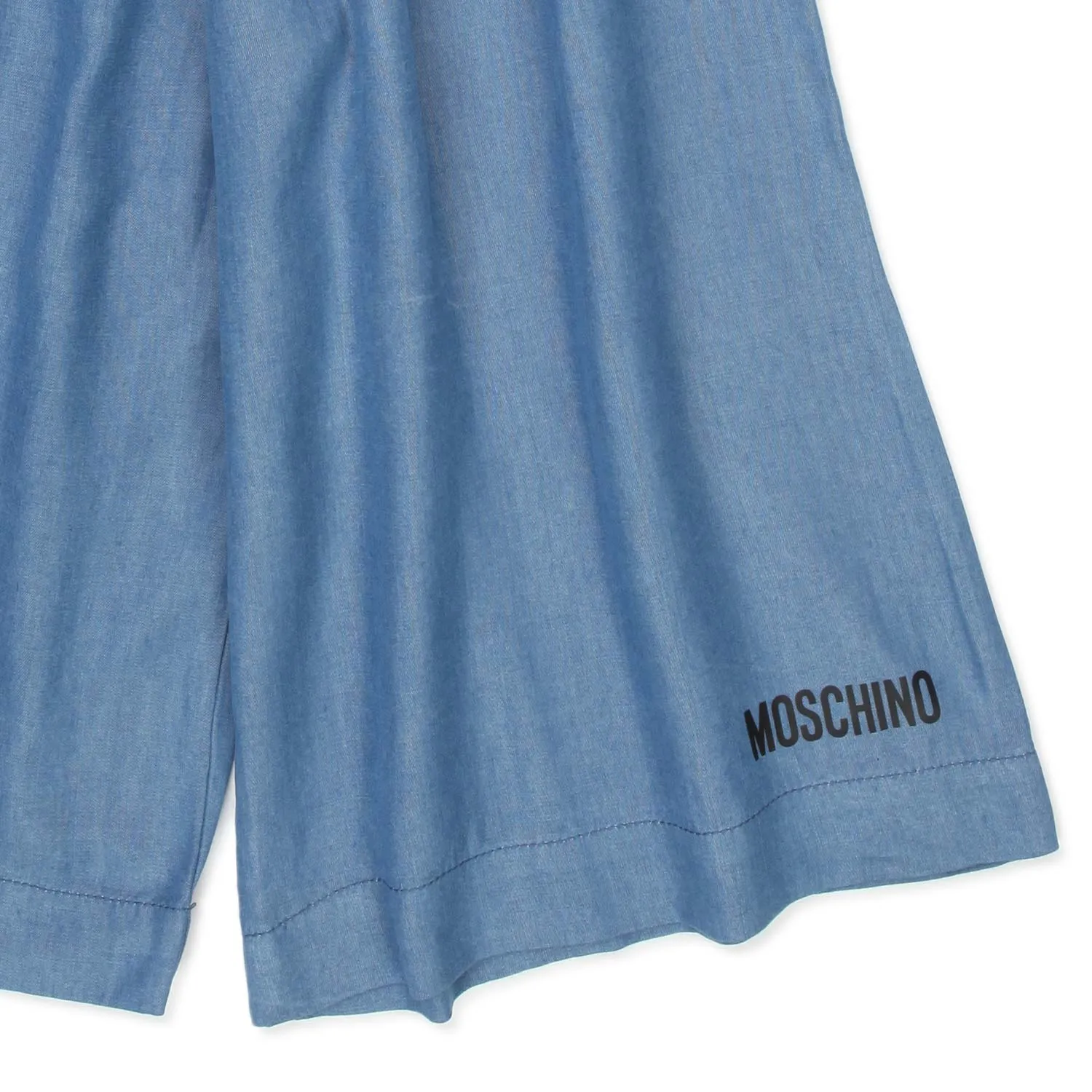 Pantalone A Palazzo Blu Denim Bambina
