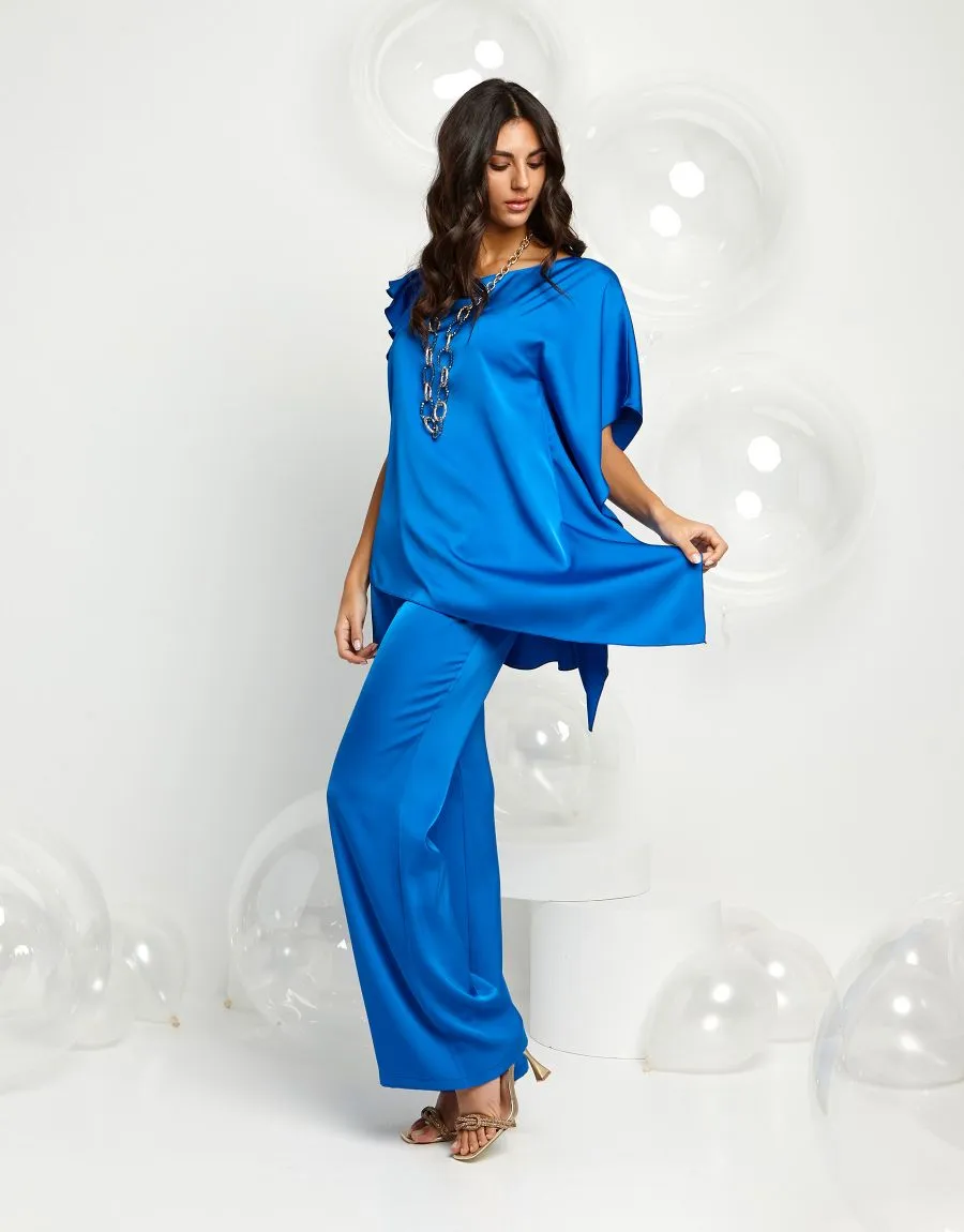 Pantalone bluette in raso