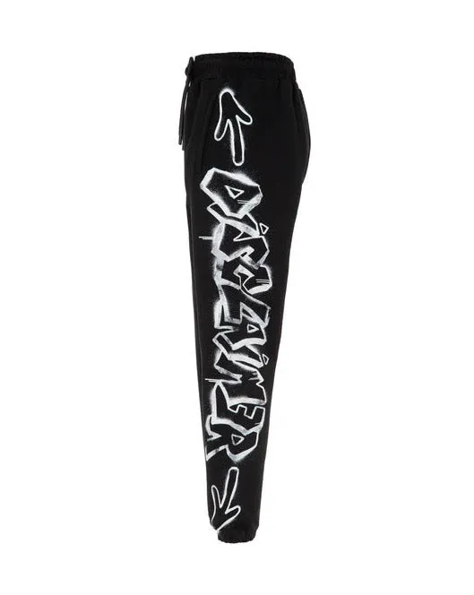 PANTALONE IN TUTA NERO CON STAMPA SUL FIANCO