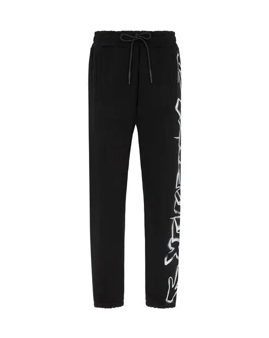 PANTALONE IN TUTA NERO CON STAMPA SUL FIANCO