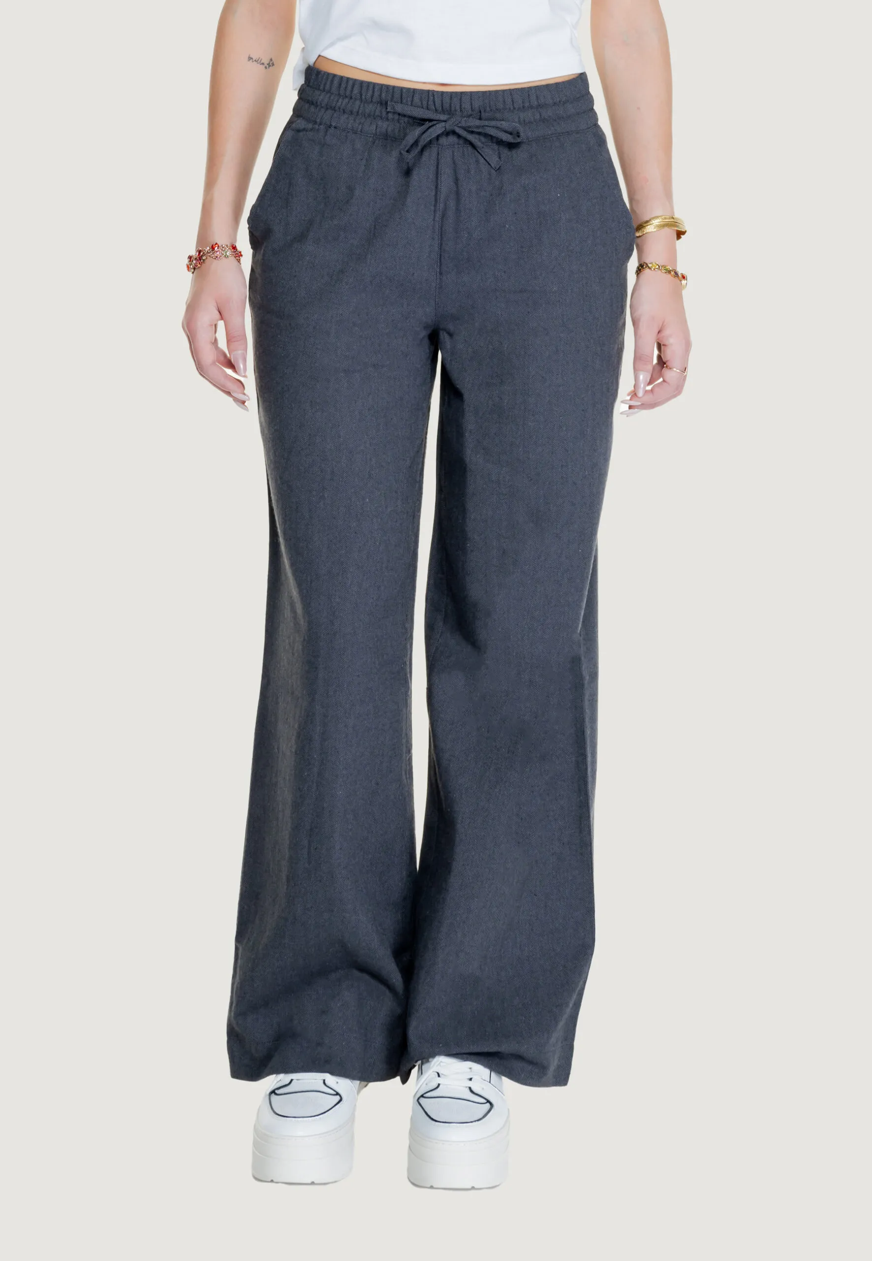 Pantaloni a palazzo Jacqueline De Yong JDYPAULA LIFE HW WIDE PANT WVN Antracite