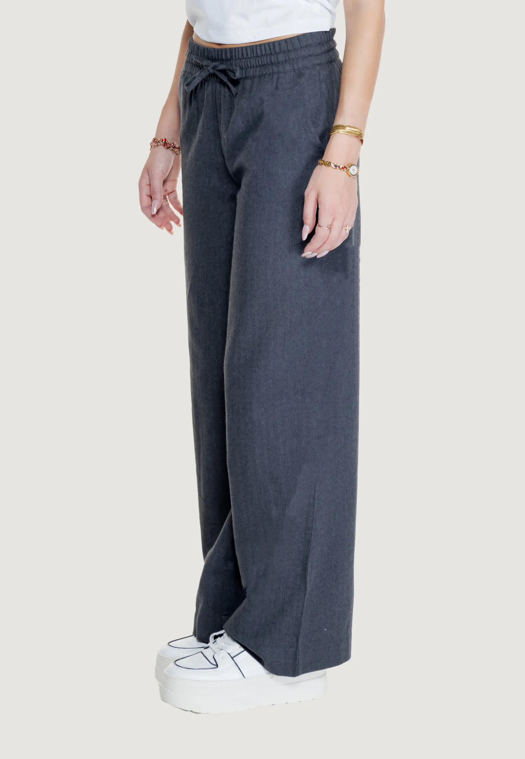 Pantaloni a palazzo Jacqueline De Yong JDYPAULA LIFE HW WIDE PANT WVN Antracite