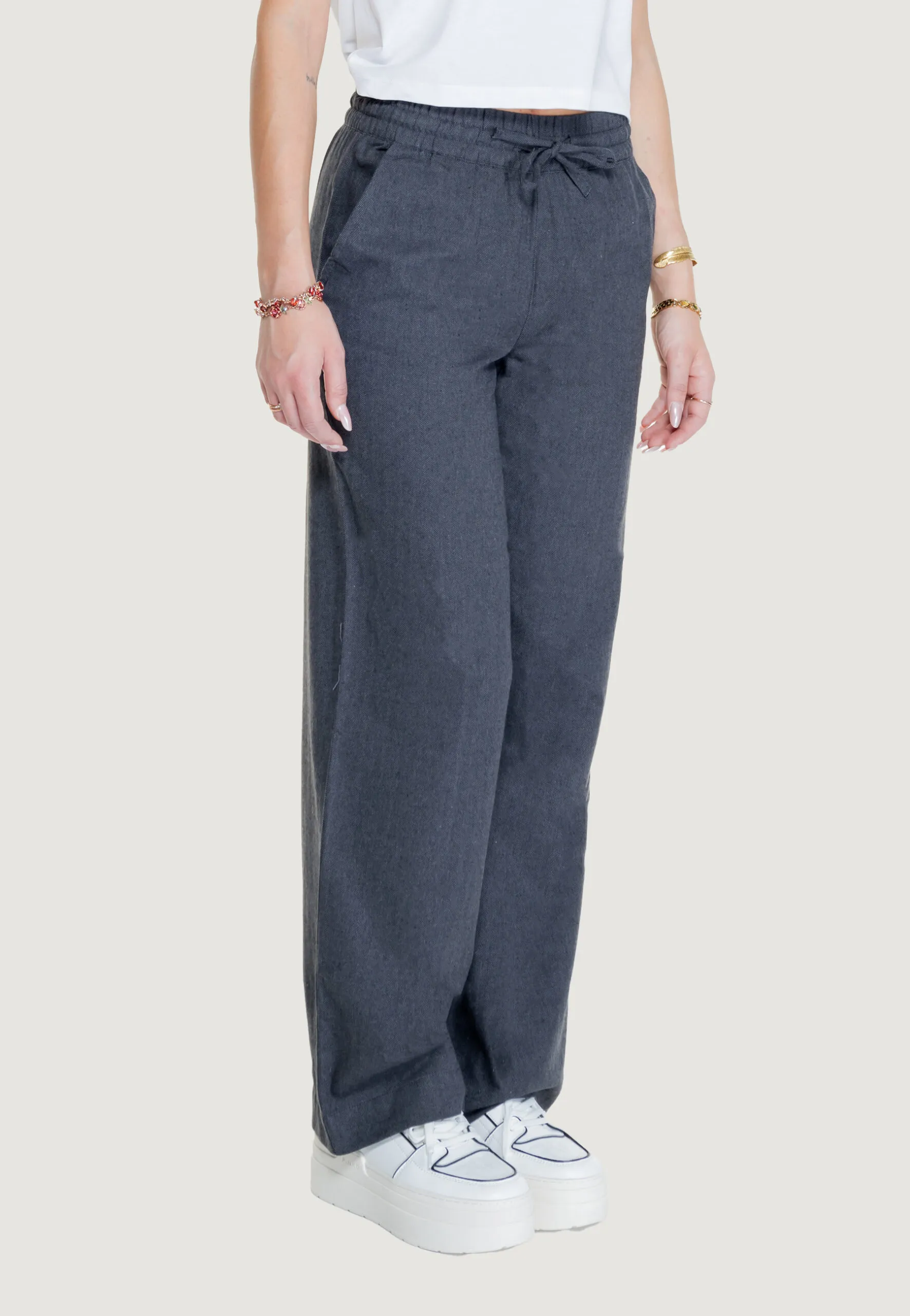 Pantaloni a palazzo Jacqueline De Yong JDYPAULA LIFE HW WIDE PANT WVN Antracite