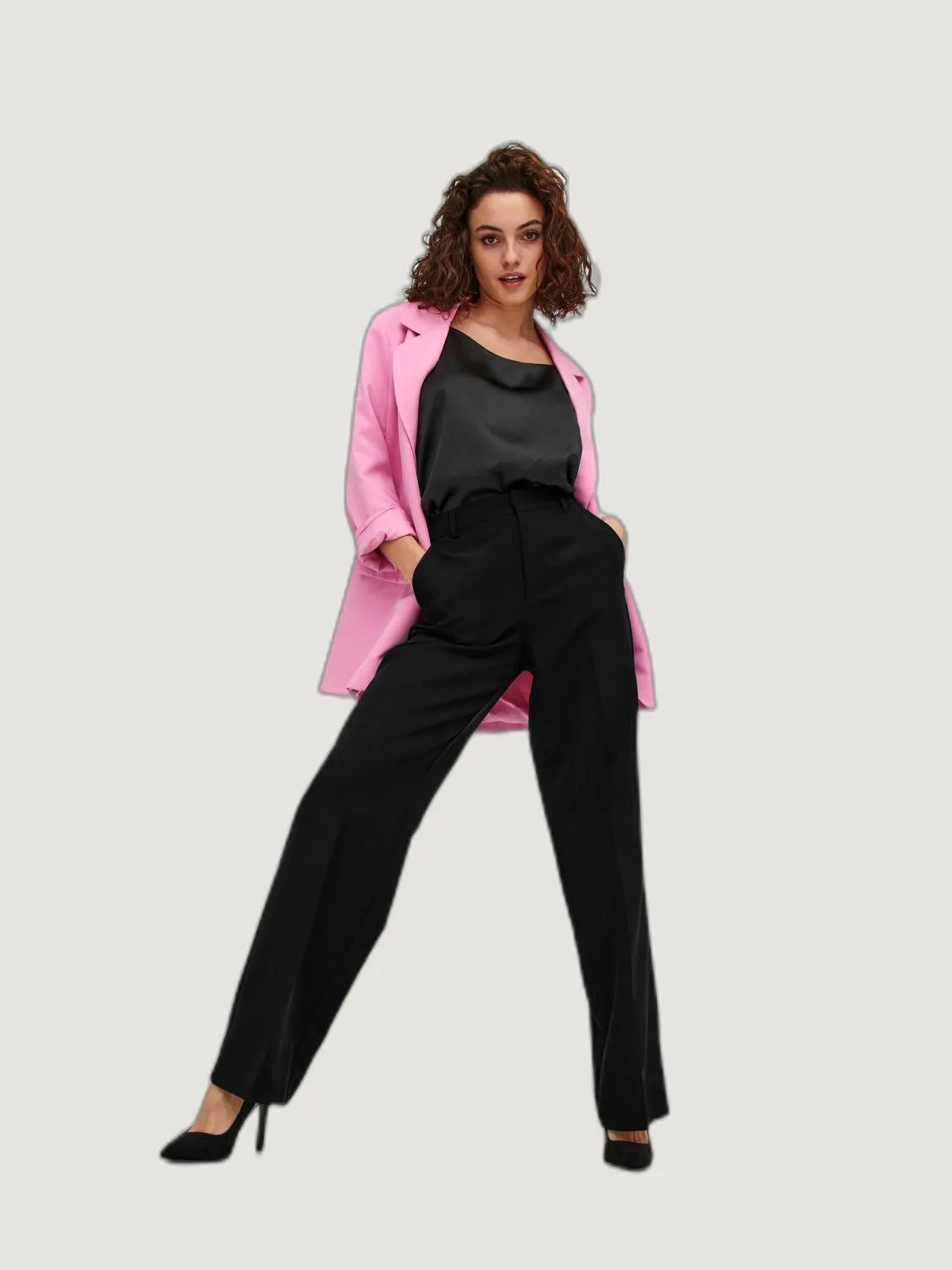 Pantaloni a palazzo Only ONLBERRY HW WIDE PANT TLR NOOS Nero