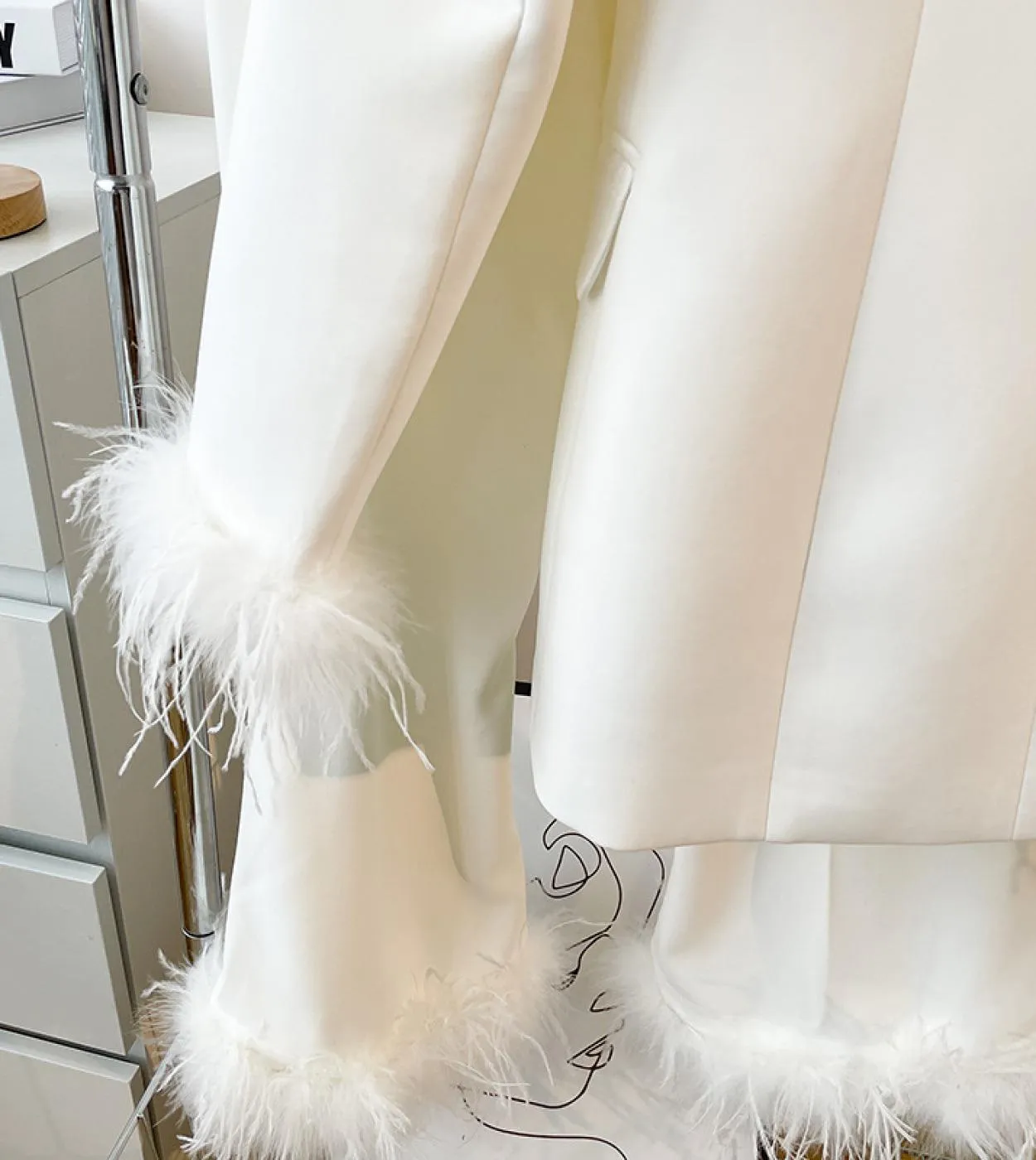 Pantaloni da donna con abito bianco Pantaloni con blazer bianco Set di pantaloni con blazer bianco