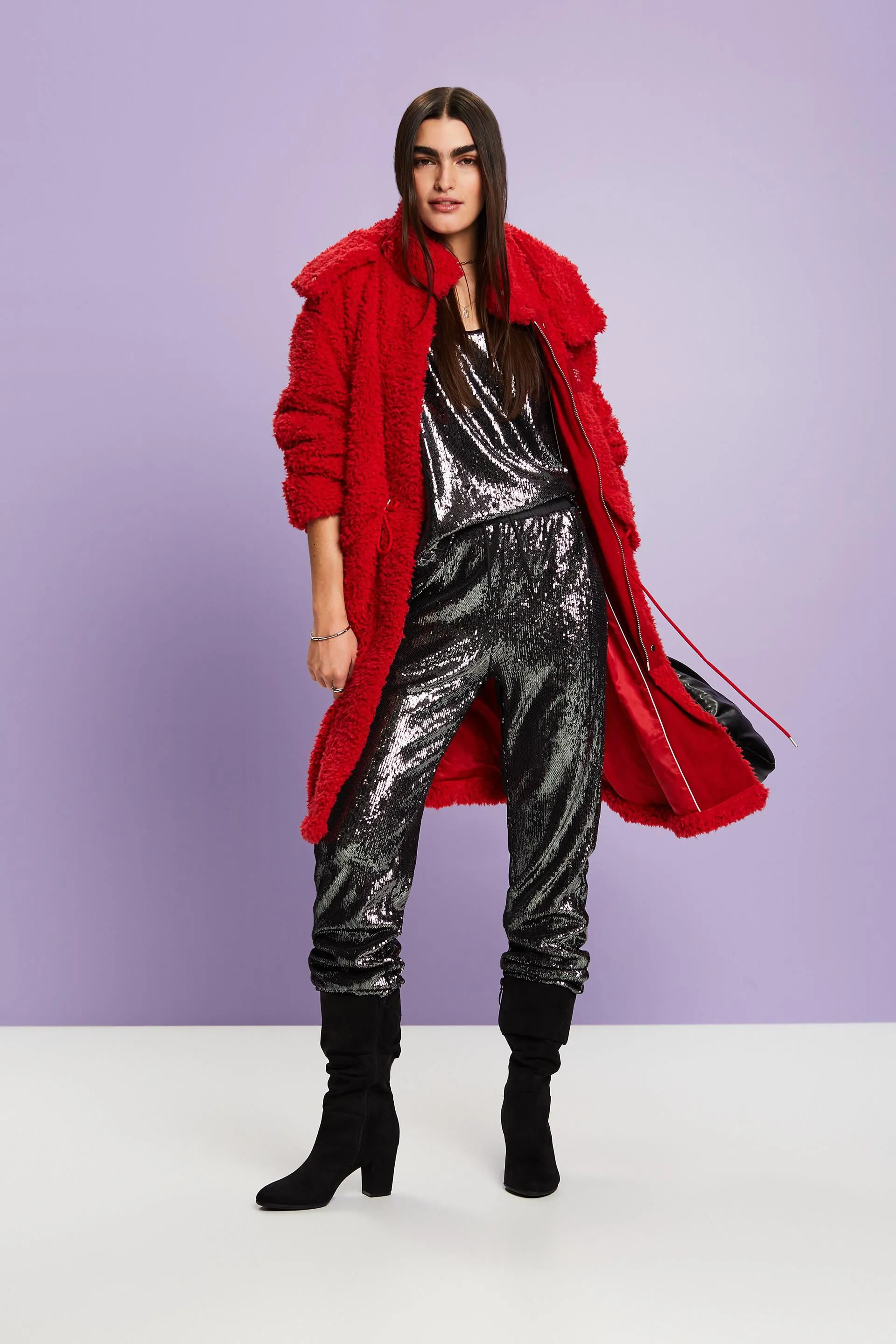 Pantaloni in raso con paillettes