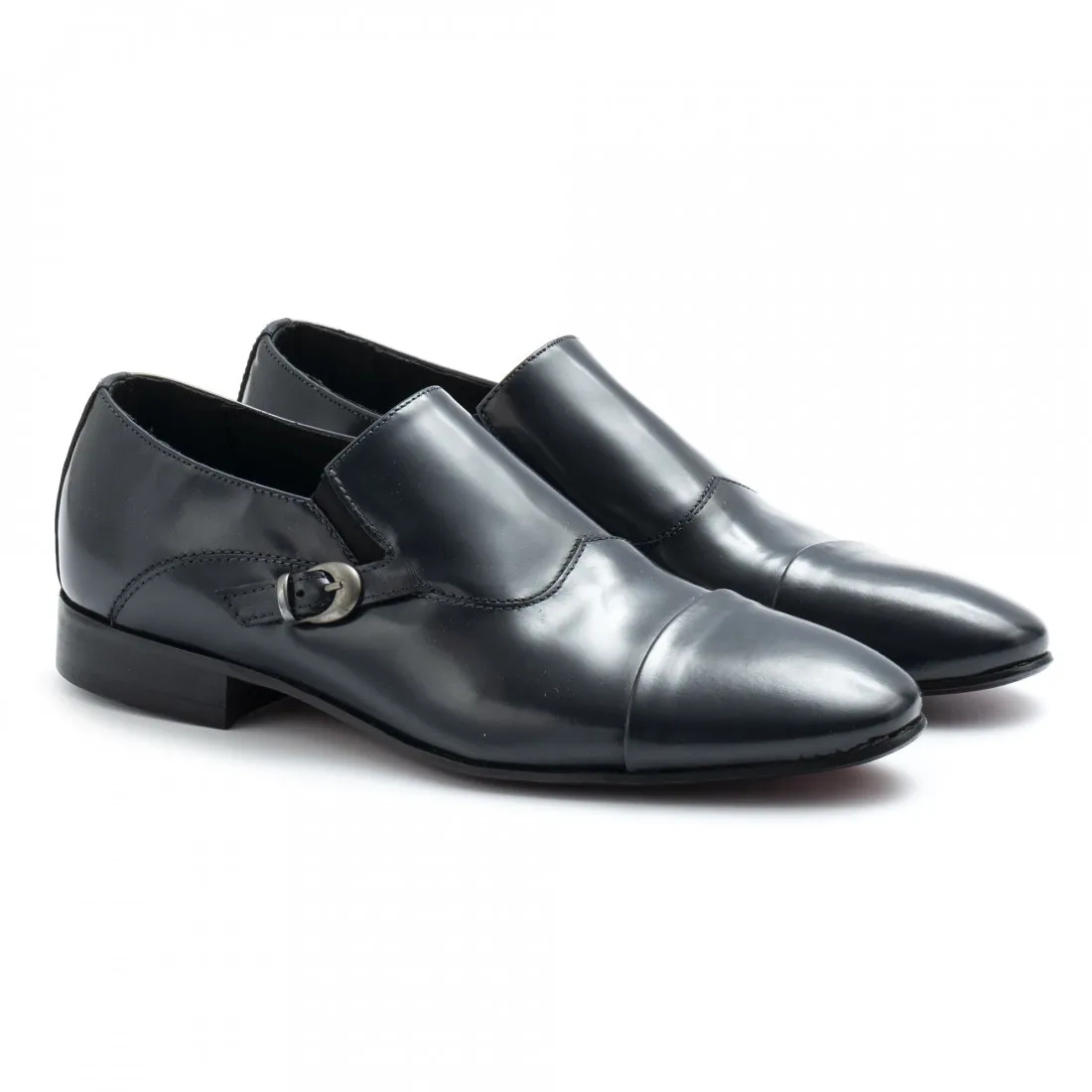 Pantofola con fibbia Eveet blu in pelle lucida
