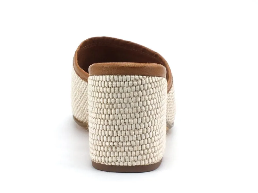 PAOLA FERRI Nizza Rafia Sabot Ciabatta Tacco Cuoio Natural D7431