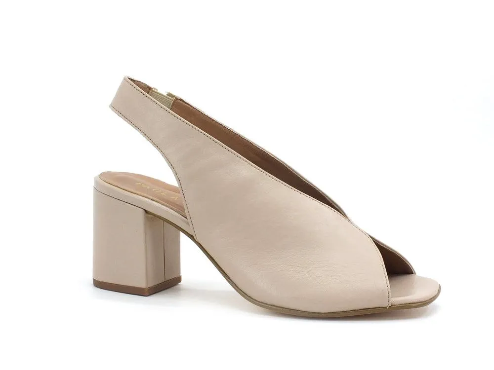 PAOLA FERRI Shanty Sandalo Open Toe Tacco Ecru D5259