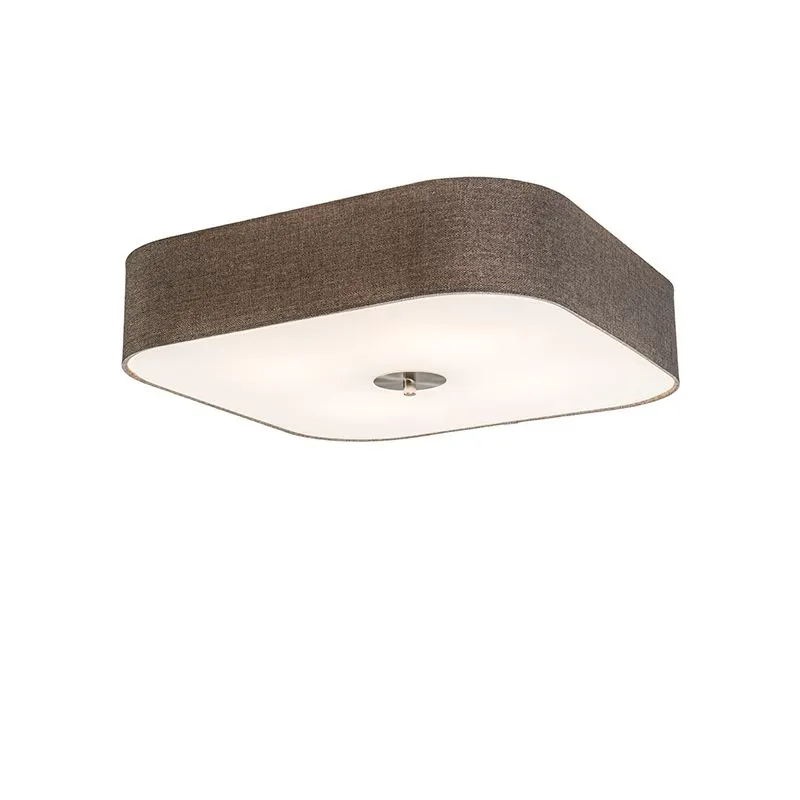 Plafoniera con paralume 'Drum Deluxe 50' moderna grigia talpa/tessuto - adatta per LED / interna