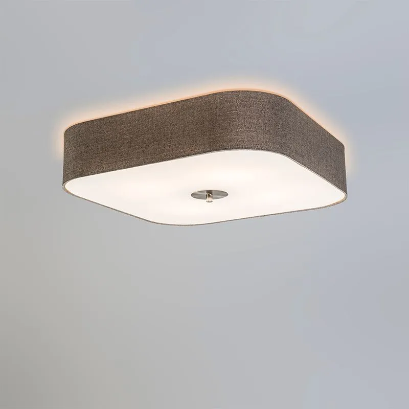 Plafoniera con paralume 'Drum Deluxe 50' moderna grigia talpa/tessuto - adatta per LED / interna