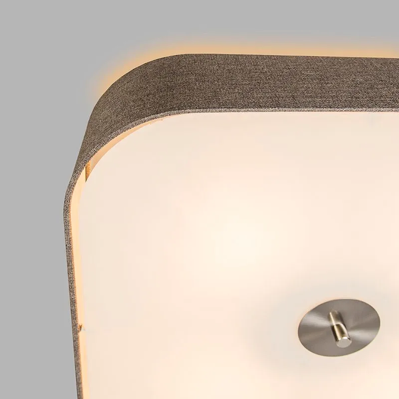 Plafoniera con paralume 'Drum Deluxe 50' moderna grigia talpa/tessuto - adatta per LED / interna