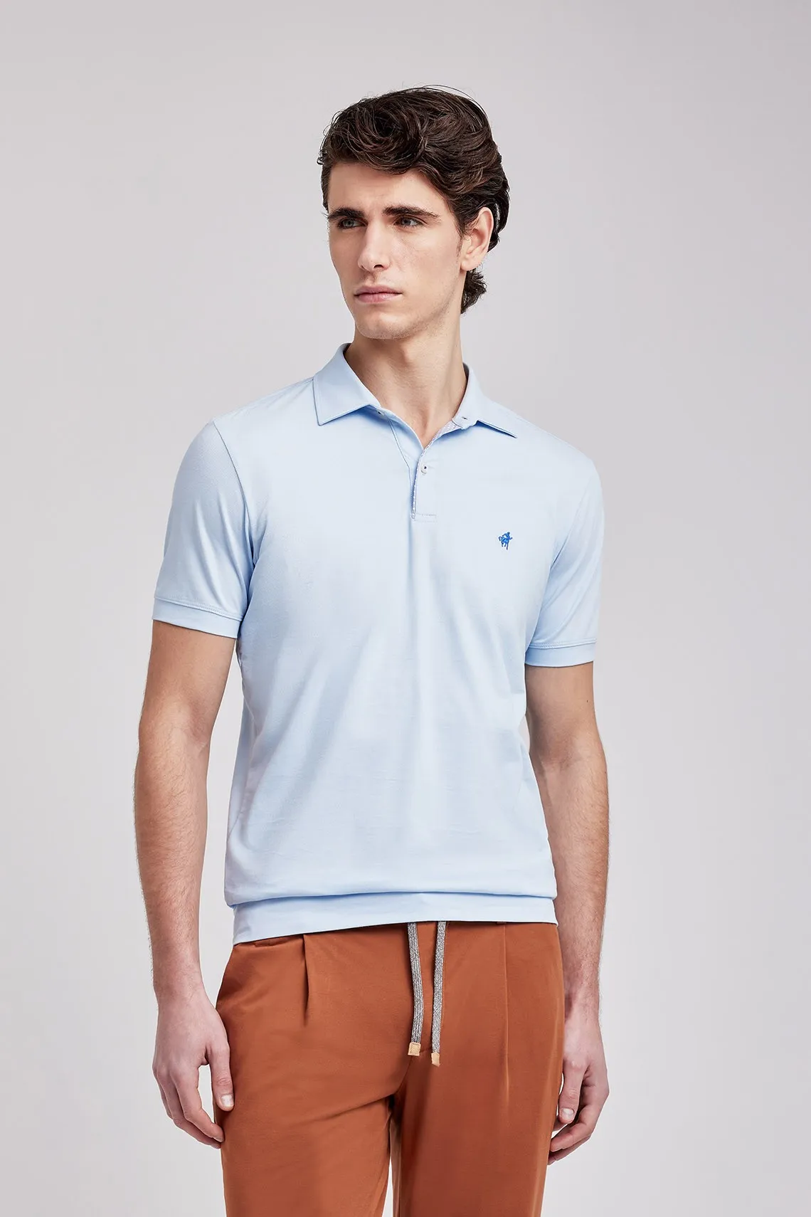 POLO IN PIQUET CELESTE