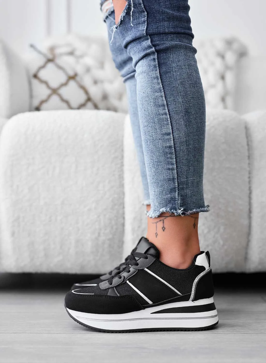 RILEY - Sneakers nere con inserti glitter